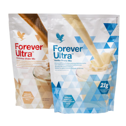 Forever Ultra er en drik, hvor proteinpulver shakes med mælk eller vand.
