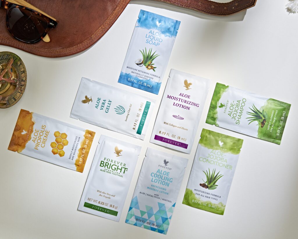 Vareprøver af produkter fra forhandler af Forever Living Products